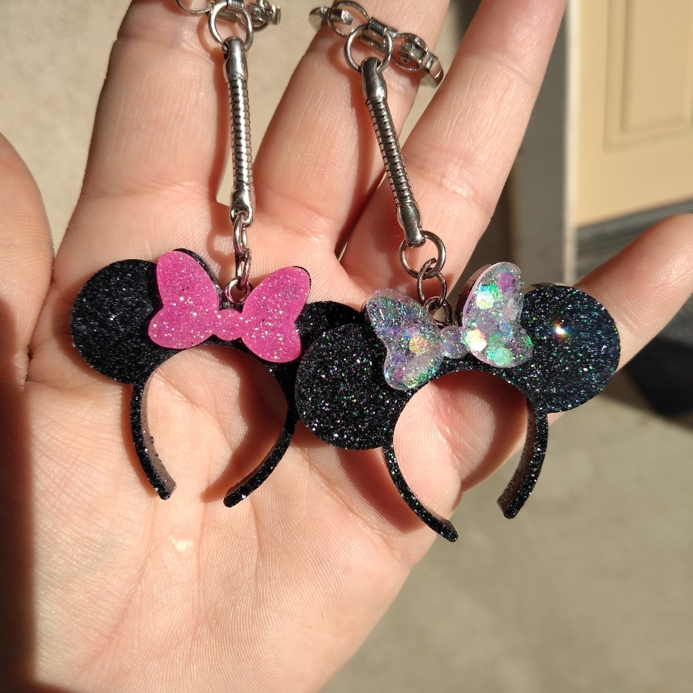 Girl mouse ear headband keychains
